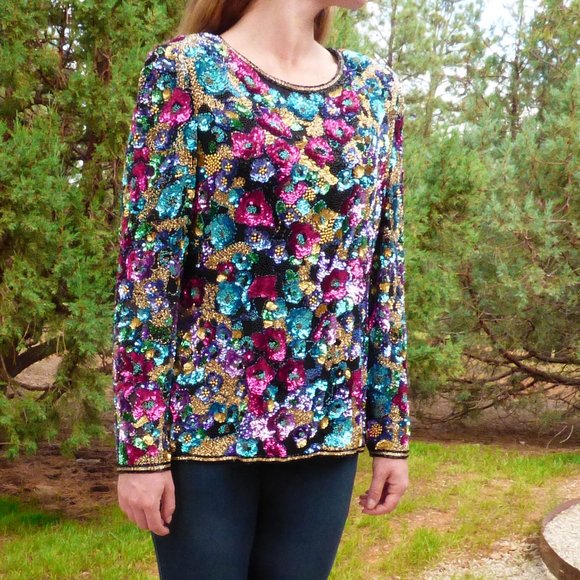 Joan Leslie Tops - Vintage Fully Beaded/Sequined Top
